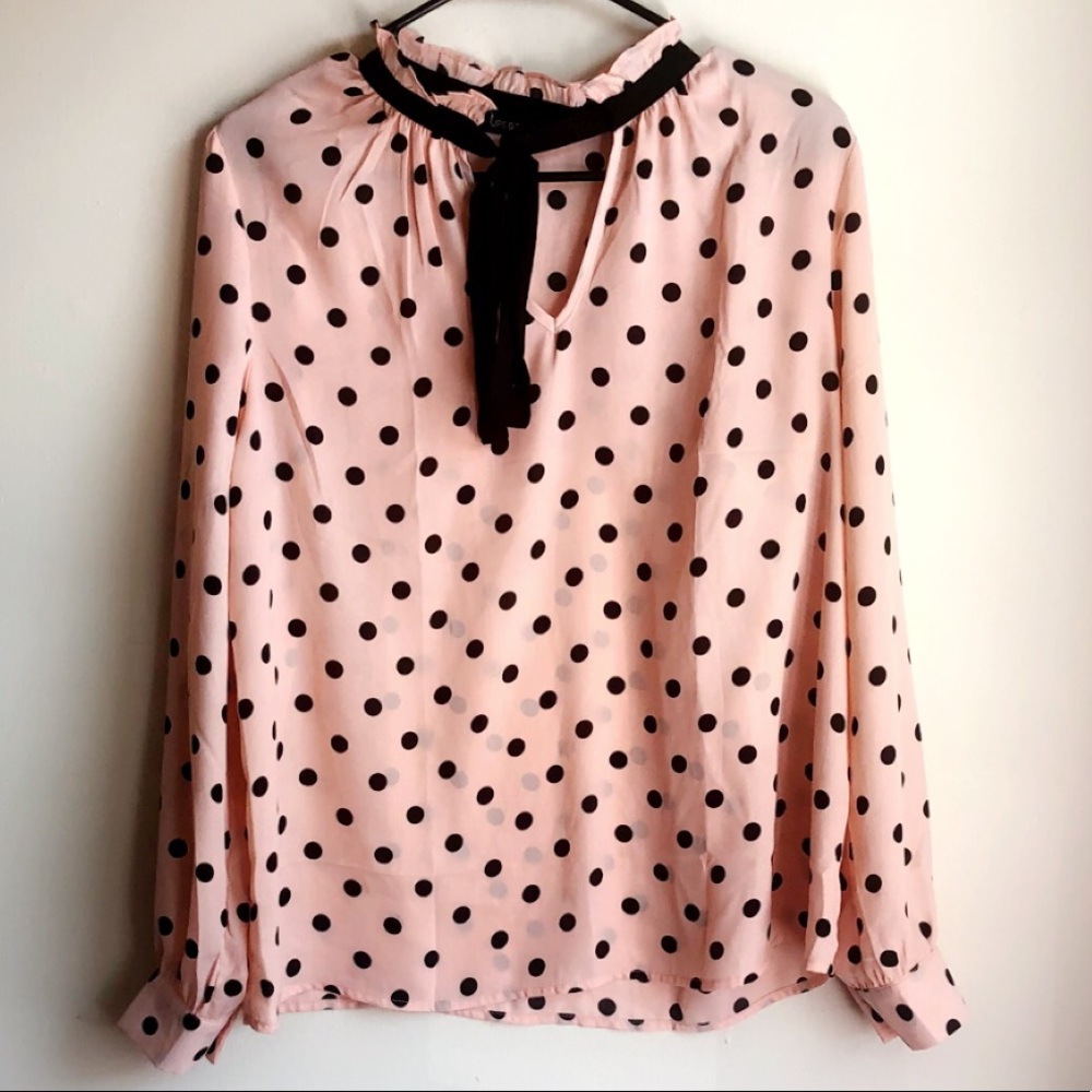 Polka dotted pink blouse